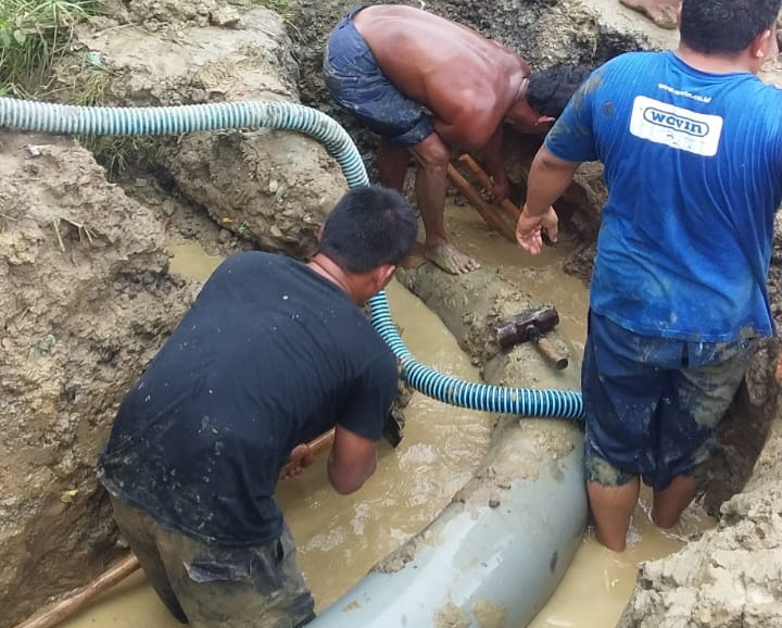 Perbaikan Bend PVC 300 mm di Simpang Panei